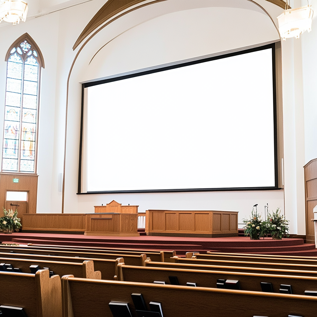 Pantalla audiovisual en iglesia