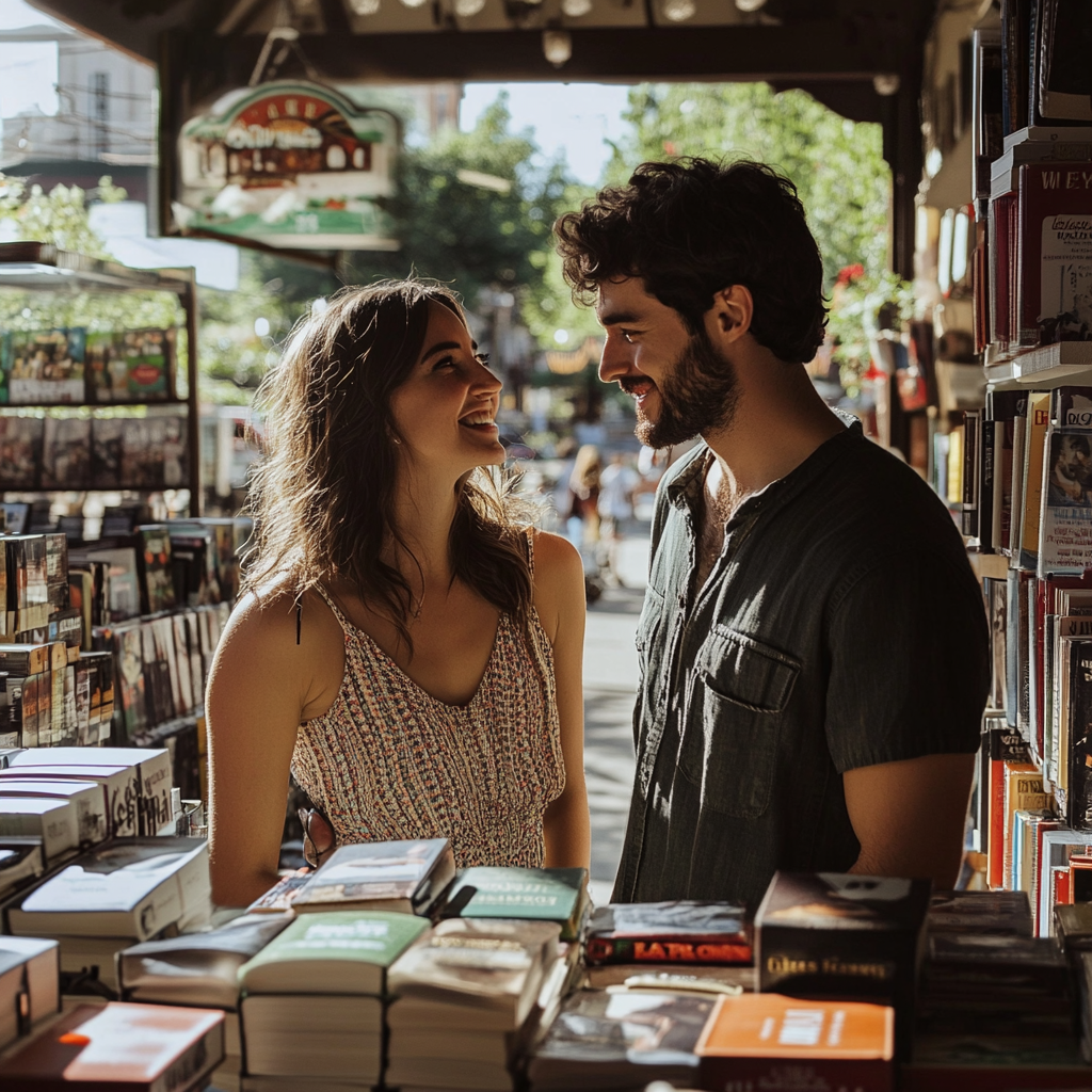 Coppia felice che si guarda negli occhi | Fonte: Midjourney