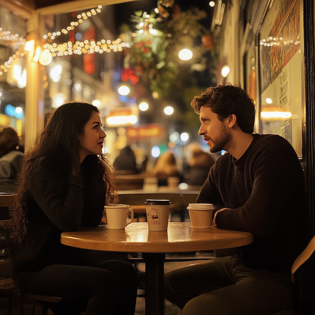 Persone a un appuntamento al caffè | Fonte: Midjourney