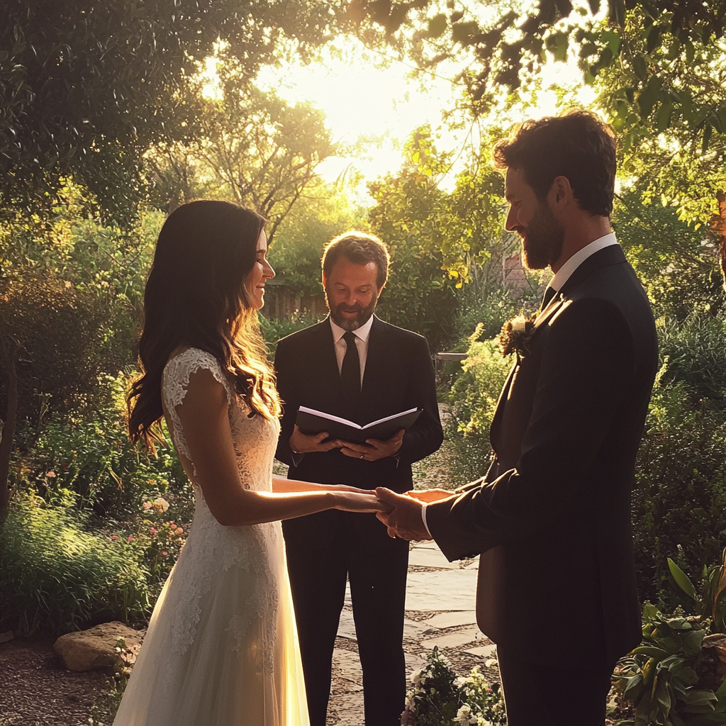 Sposi che si scambiano le promesse di matrimonio | Fonte: Midjourney